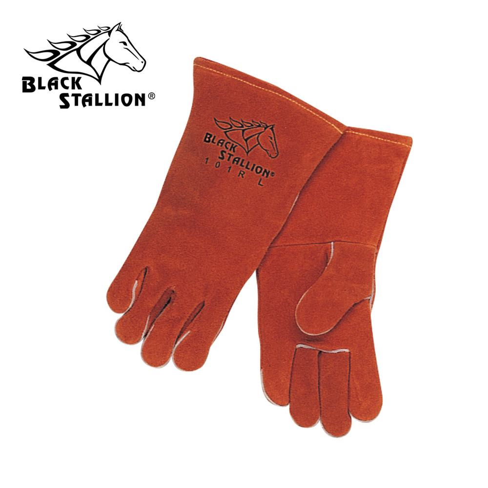 SIDE Split COWHIDE PREMIUM WELDING GLOVES Large Black Stallion