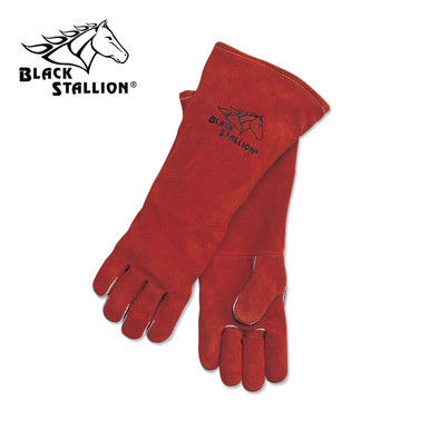 SIDE Split COWHIDE - 18 inch PREMIUM WELDING GLOVES Large Black Stallion