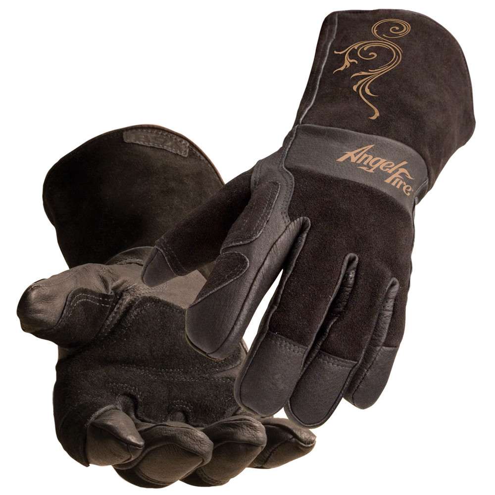 Black Stallion BSX ANGELFIRE Black - BEIGE FLOURISH STICK/MIG WELDING GLOVES XSMALL | Black/Beige Flo