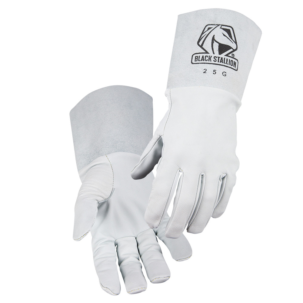 Black Stallion Grain GOATSK in - Long CUFF TIG WELDING GLOVES Large | Pearl White