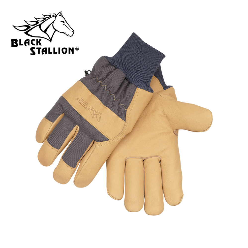 Black Stallion Grain Pigskin IMPACTNYLON MULTIBLEND INSULATED LEATHER PALM Work GLOVES Large