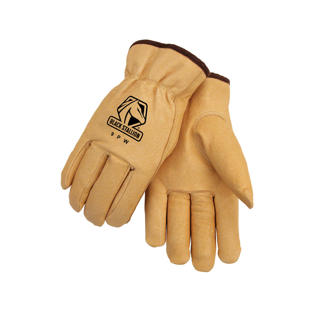 Black Stallion Grain Pigskin - ELASTIC WRIST INSULATED DRIVER'S STYLE GLOVES 2XL | Tan