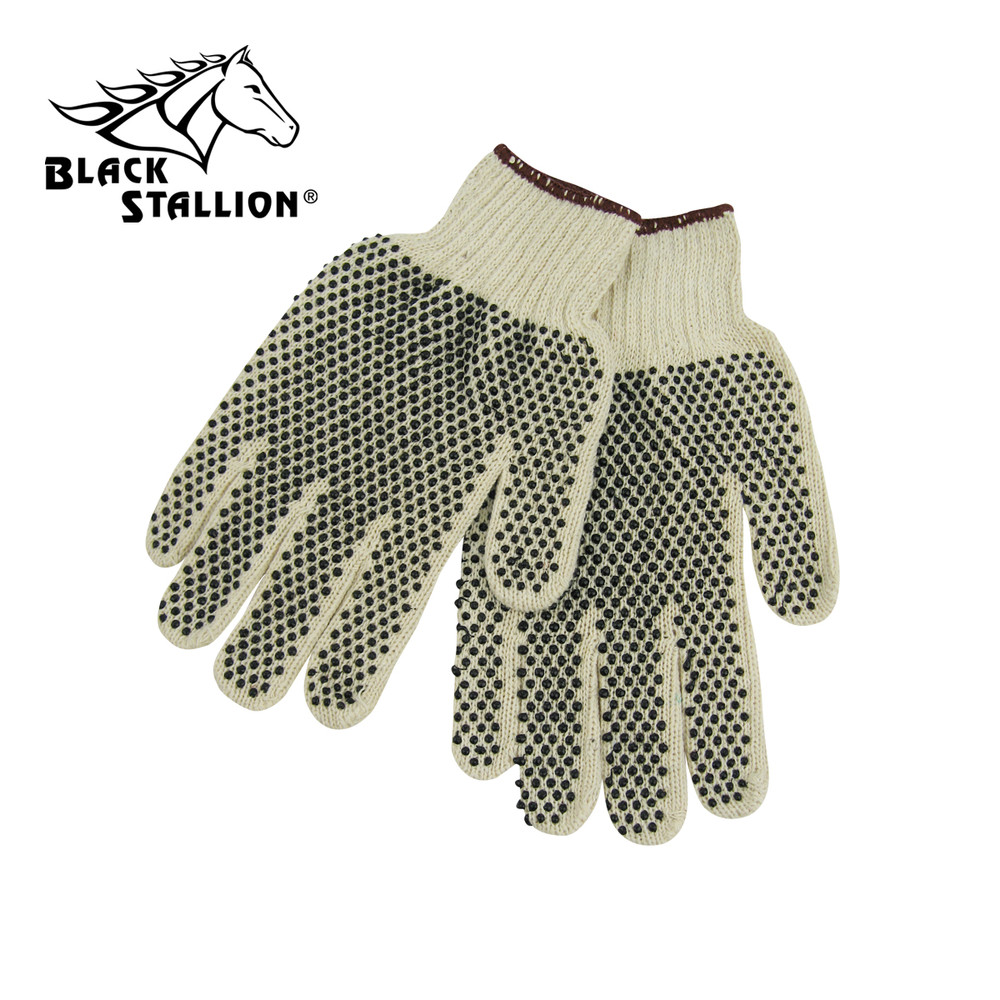 Black Stallion COTTON/POLY - GRIPPING DOTS STRING KNIT Industrial GLOVES Large