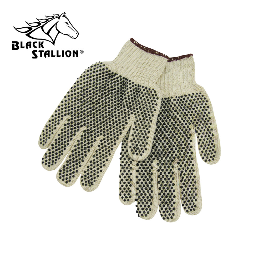 Black Stallion COTTON/POLY - GRIPPING DOTS STRING KNIT Industrial GLOVES Medium