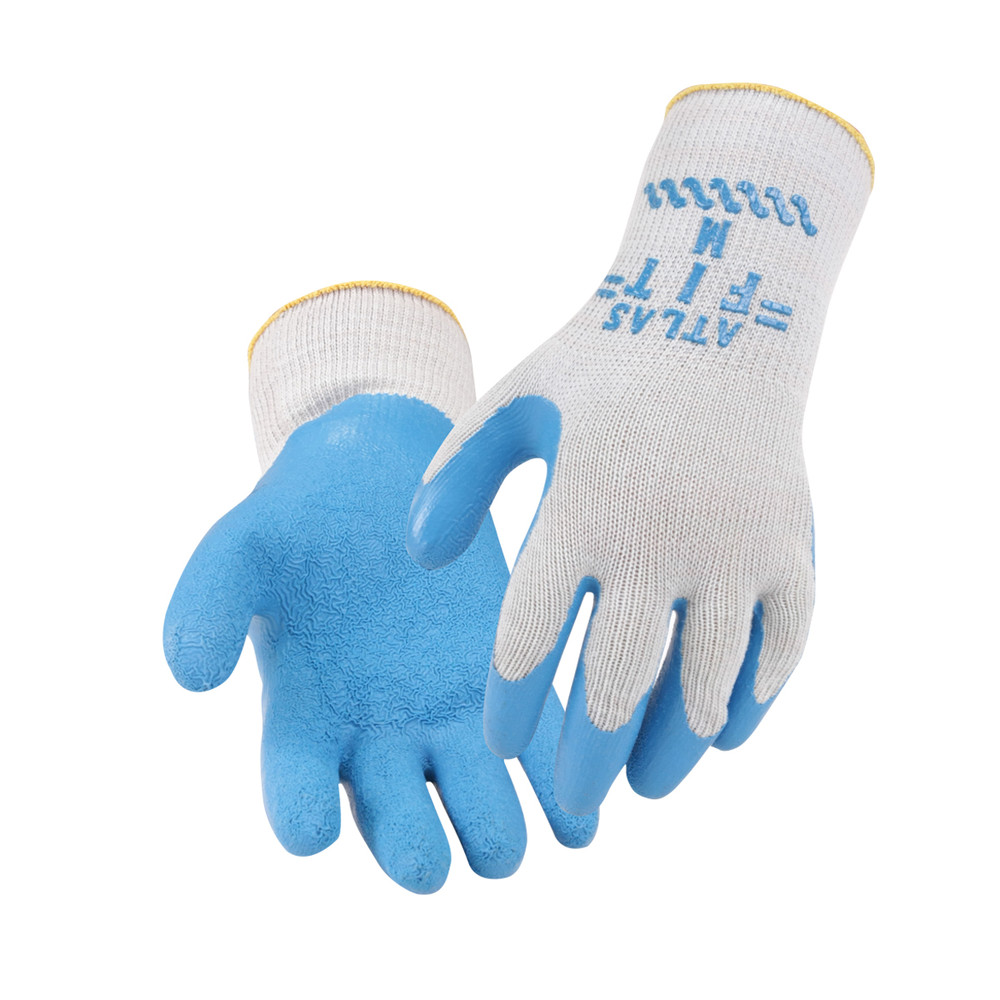 Black Stallion NATURAL Rubber COATED - COTTON/POLY STRING KNIT SYNTHETIC GLOVES Large | White/Light Blue
