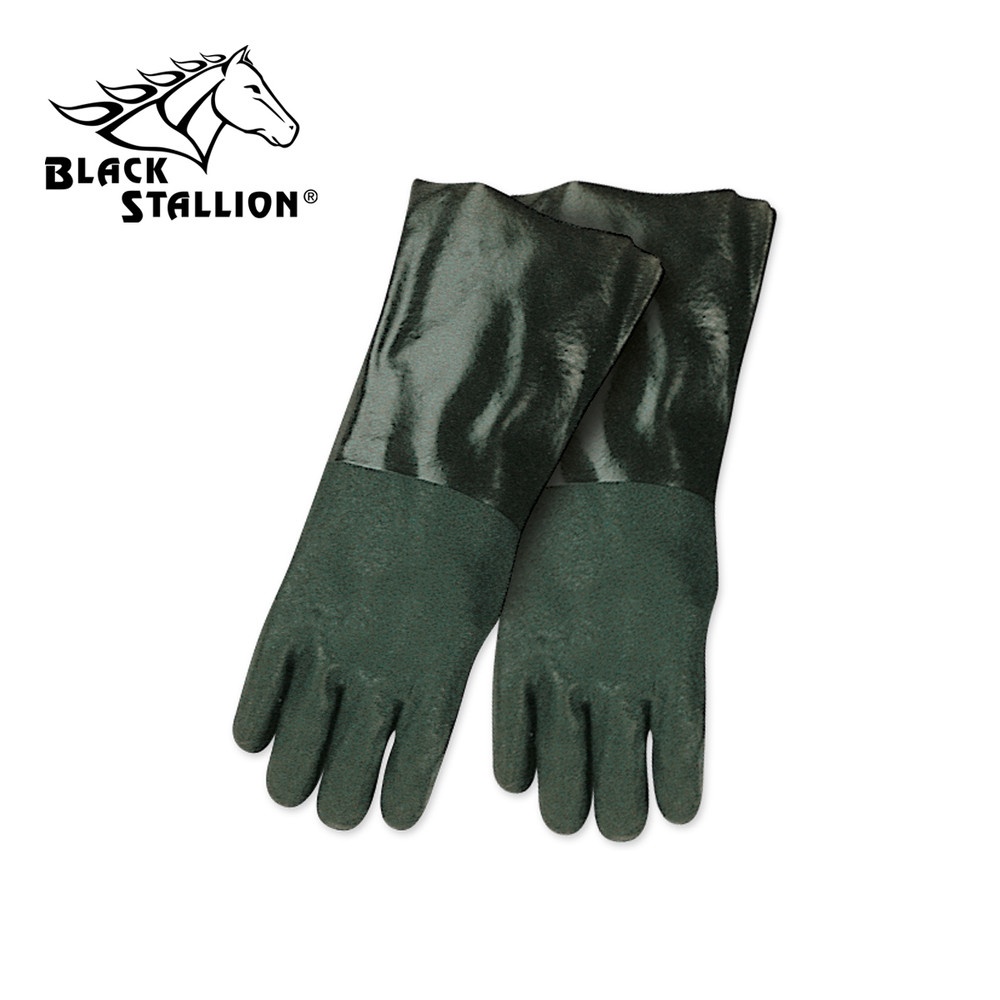 Black Stallion SANDY FINISH - 14 inch PVC DIPPED SYNTHETIC GLOVES Large