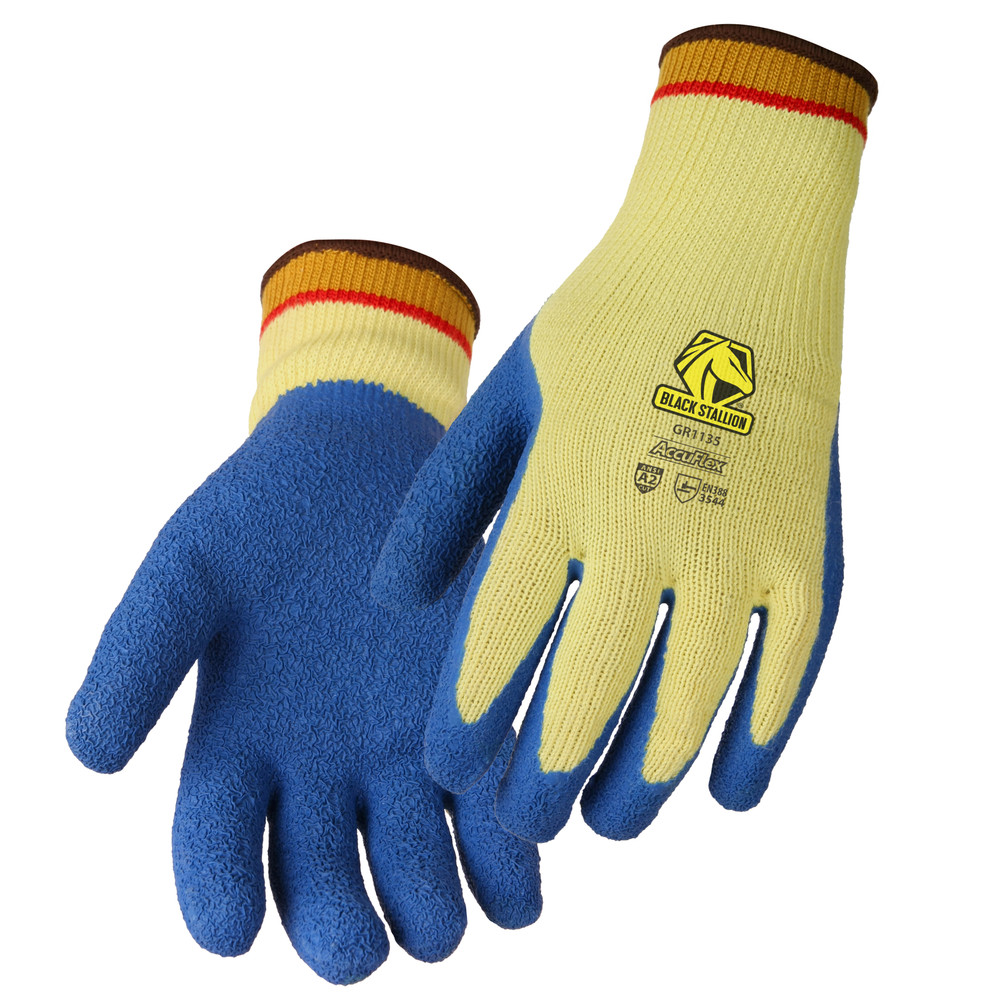 Black Stallion CUT RESISTANT LATEX COATED Kevlar GLOVES Small | Yellow