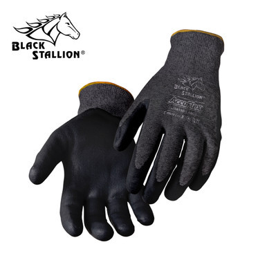 CUT RESISTANT SANDY NITRILE COATED HPPE GLOVES Large Black Stallion