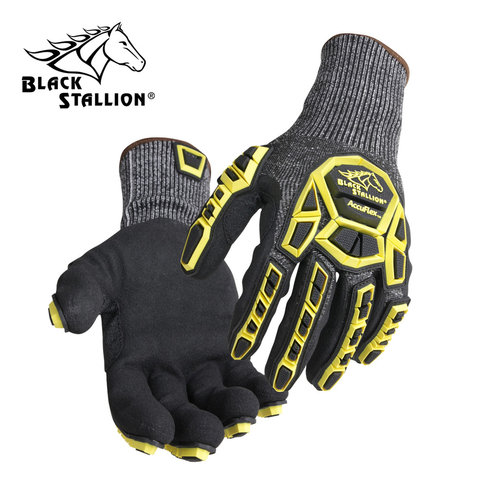CUT RESISTANT and IMPACT SANDY NITRILE COATED HPPE GLOVES Large Black Stallion