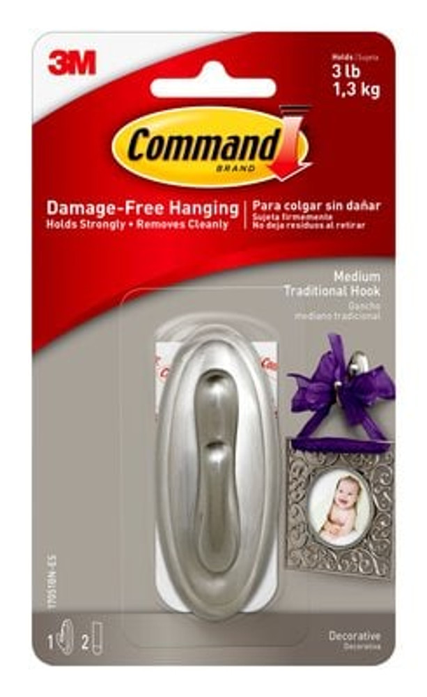 Command Traditional Medium Hook 17051BN-ES 80642 Industrial 3M Products & Supplies | Brushed Nickel