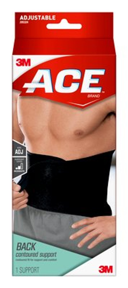 ACE Contoured Back Support 205324, Adjustable 19846 Industrial 3M Products & Supplies | Black