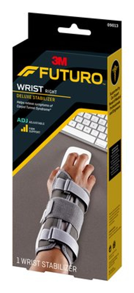 FUTURO Deluxe Wrist Stabilizer Right Hand, 09013ENR, Adjustable, 21563 Industrial 3M Products & Supplies | Grey