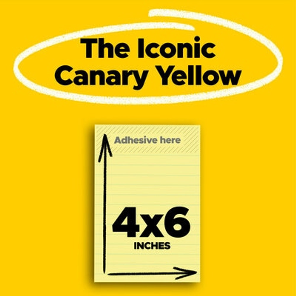 Post-it Super Sticky Notes 660-5SSCY, 4 in x 6 in (10.16 cm x 15.24 cm)Canary Yellow, lined, 5 pack, 90 sheet pads 53124