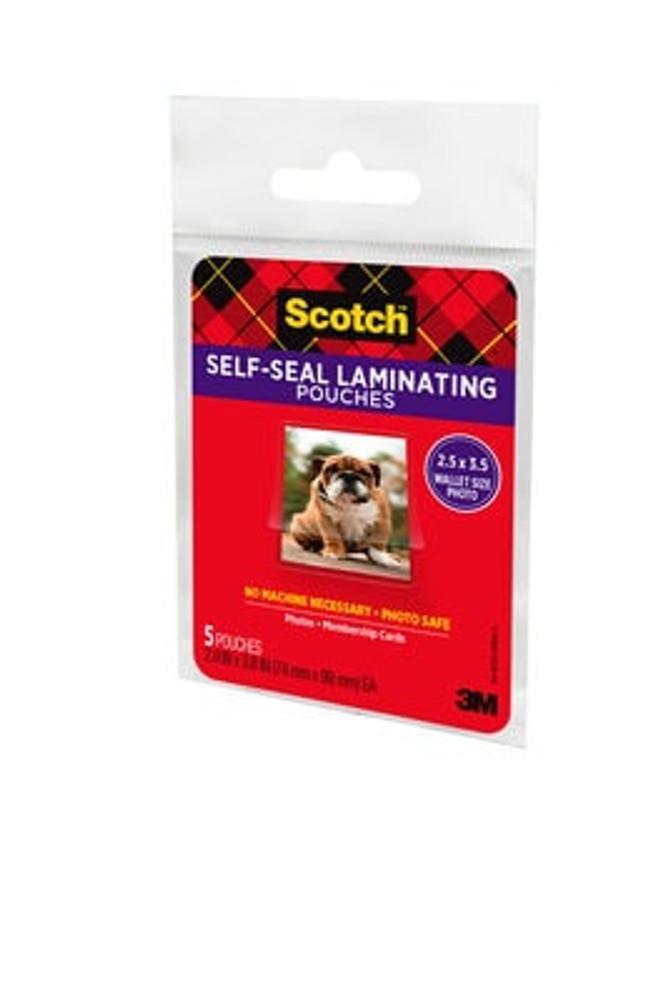 Scotch Self-Sealing Laminating Pouches PL903G-SRR, 2.9 in x 3.8 in (74 mm x 99 mm) 59723
