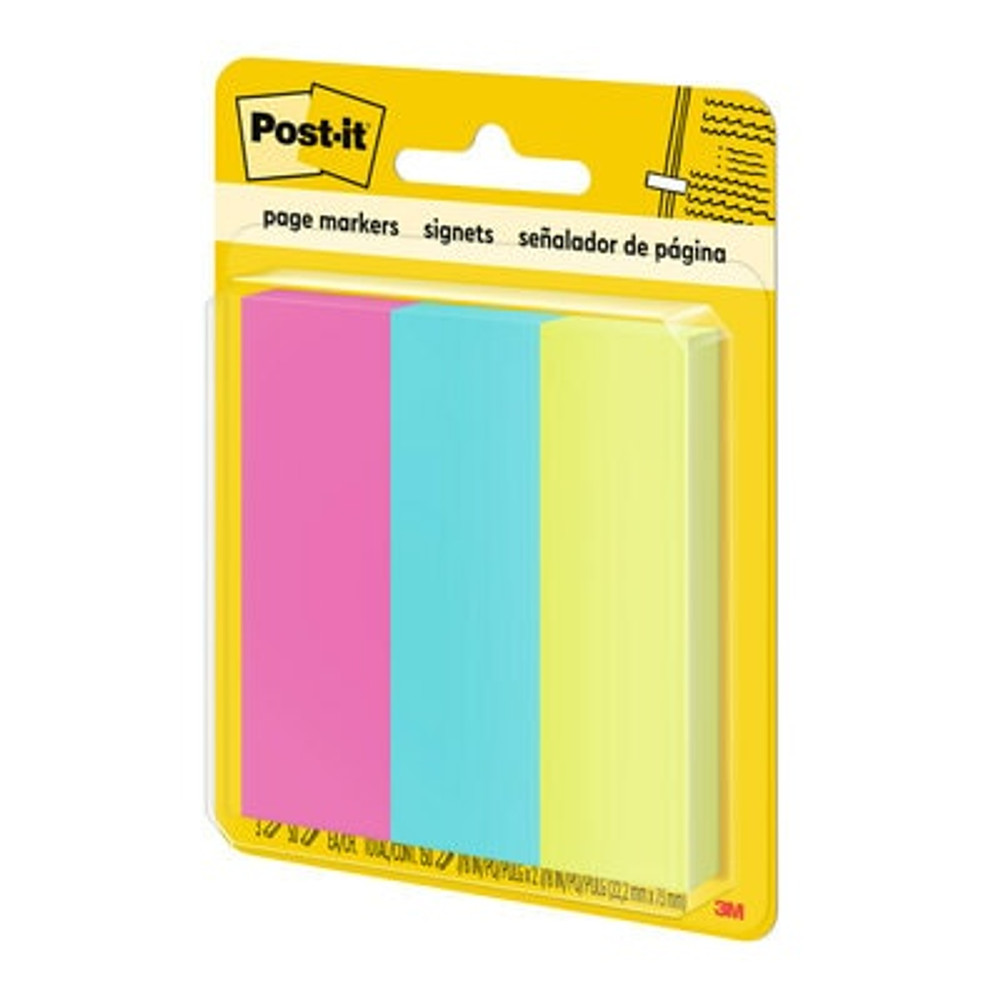 Post-it Page Markers 5223, 7/8 in x 2 7/8 in (22.2 mm x 73 mm), Assorted Bright Colors