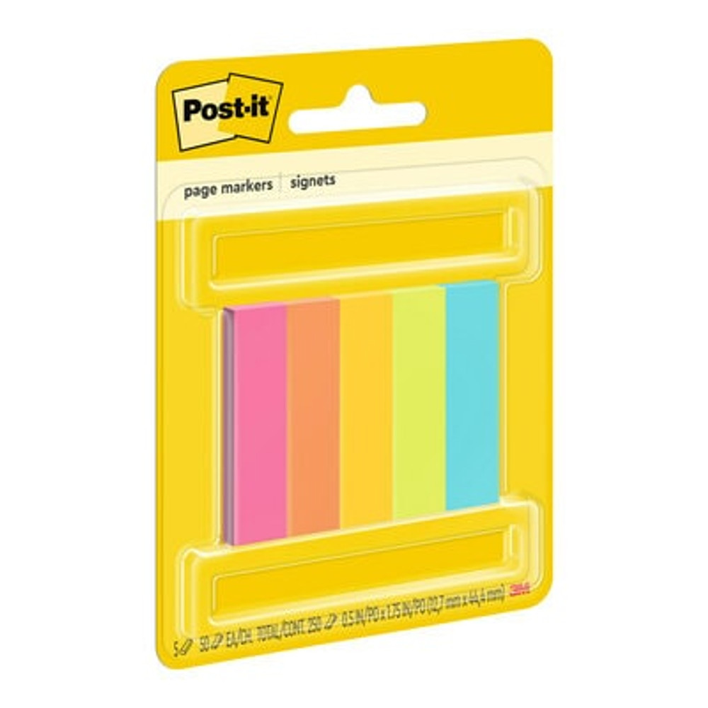 Post-it Page Markers 670-5AF, 0.5 in x 1.75 in (12,7 mm x 44,4 mm)
