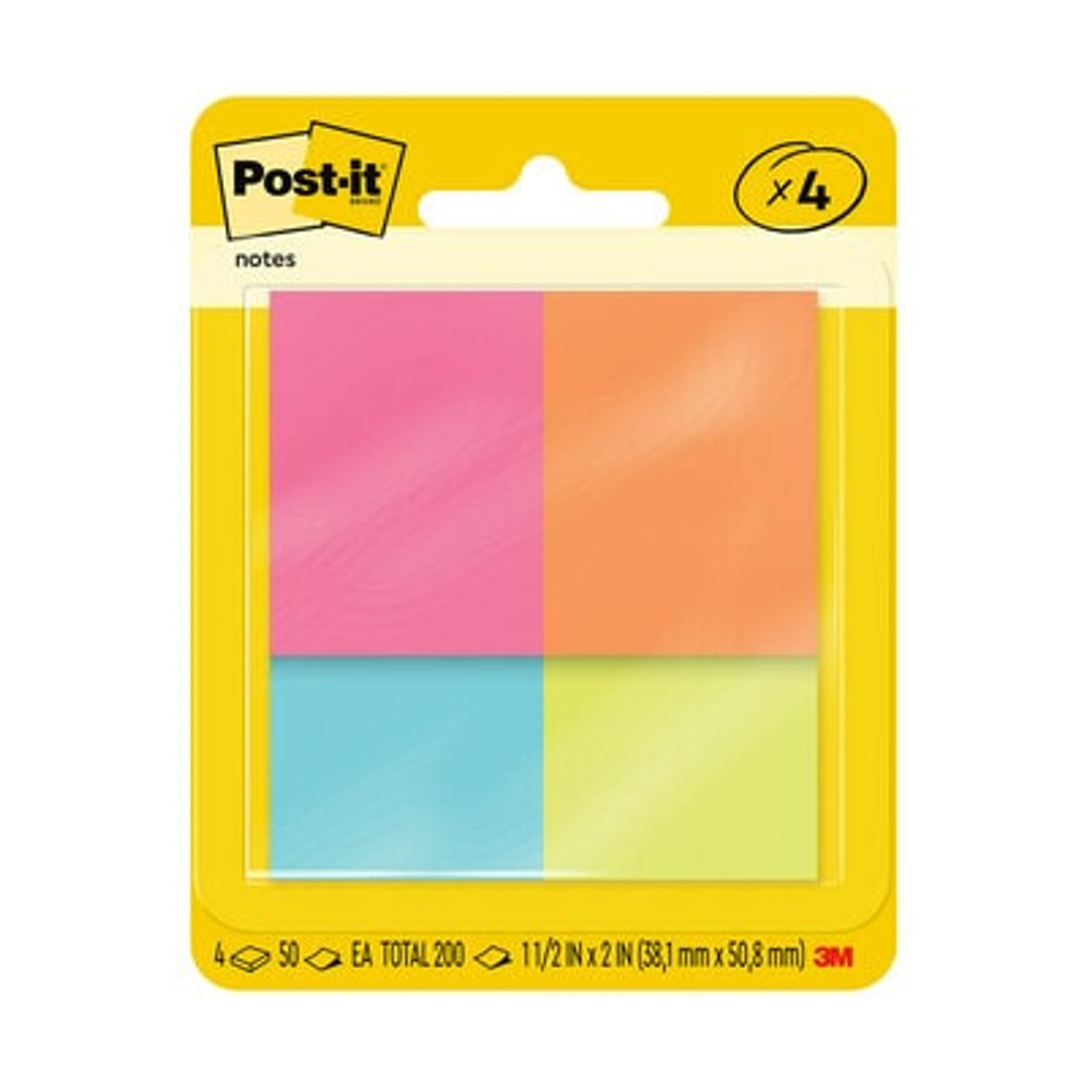 Post-it® Notes 653-4AF, 1-3/8 in x 1-7/8 in (34,9 mm x 47,6 mm) Poptimistic