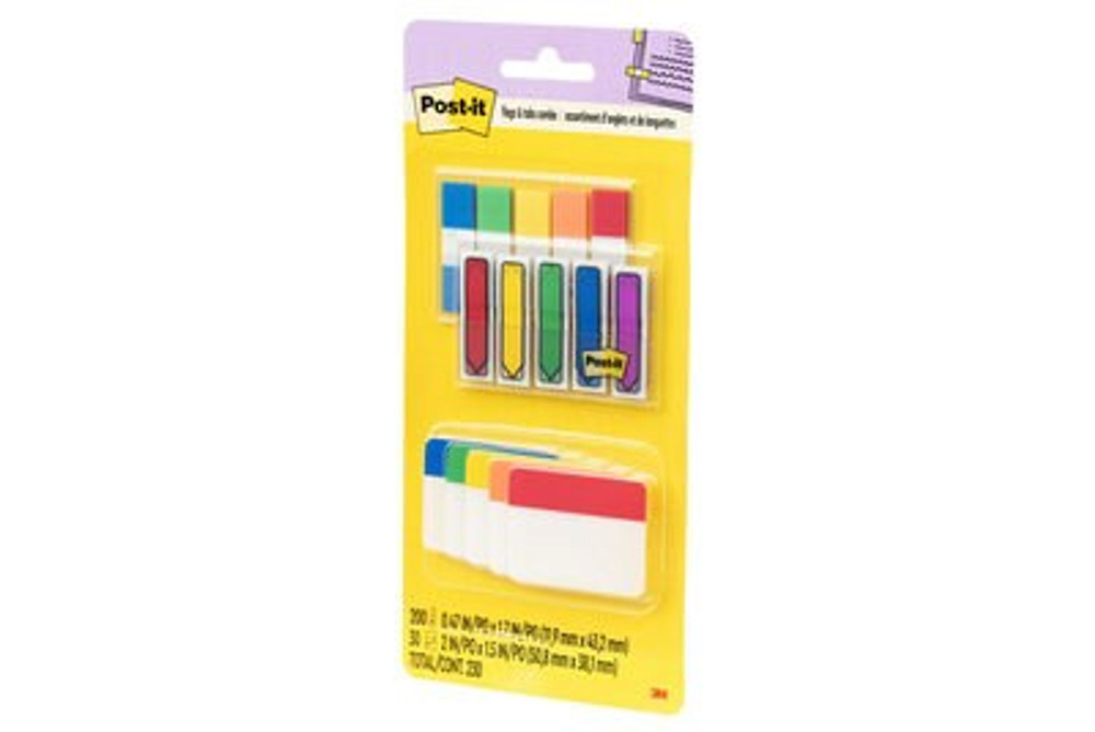 Post-it Tabs 686-XLP, 200 .47 x 1.7 in. (11,9 mm x 43,2 mm) 30 2 in. x
1.5 in. (50,8 mm x 38,1 mm) TOTAL 230