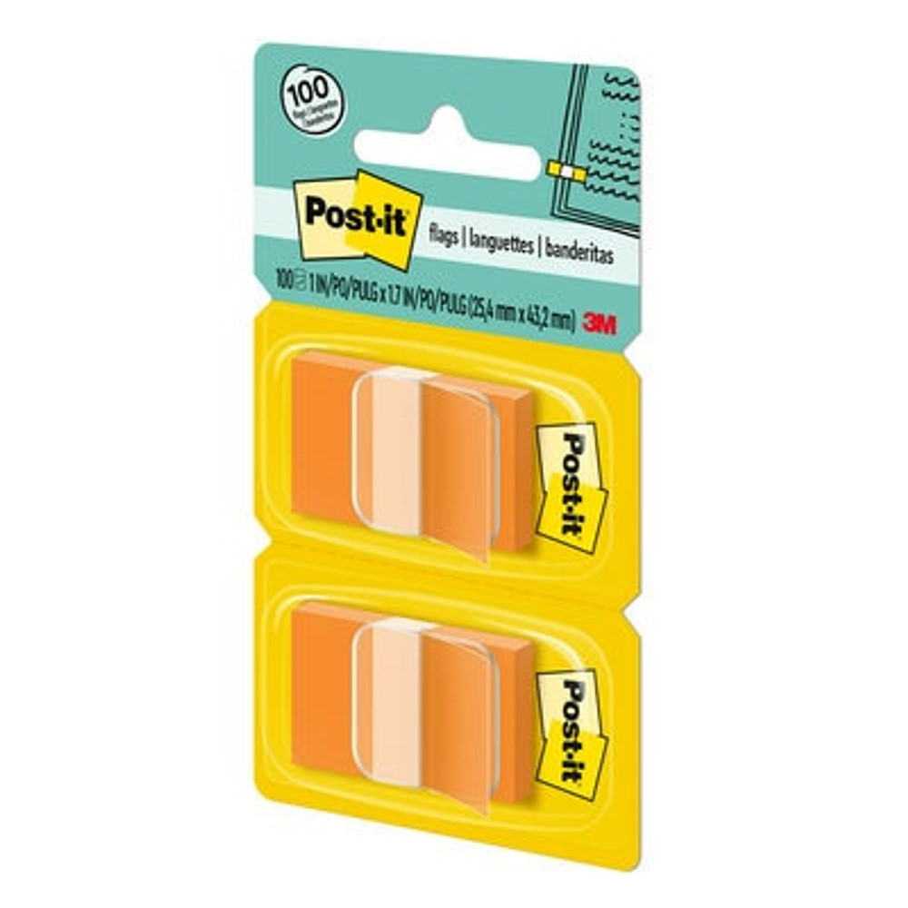 Post-it Flags 680-OE2, 1 in. x 1.7 in. (2.54 cm x 4.31 cm) Orange, 2-pk