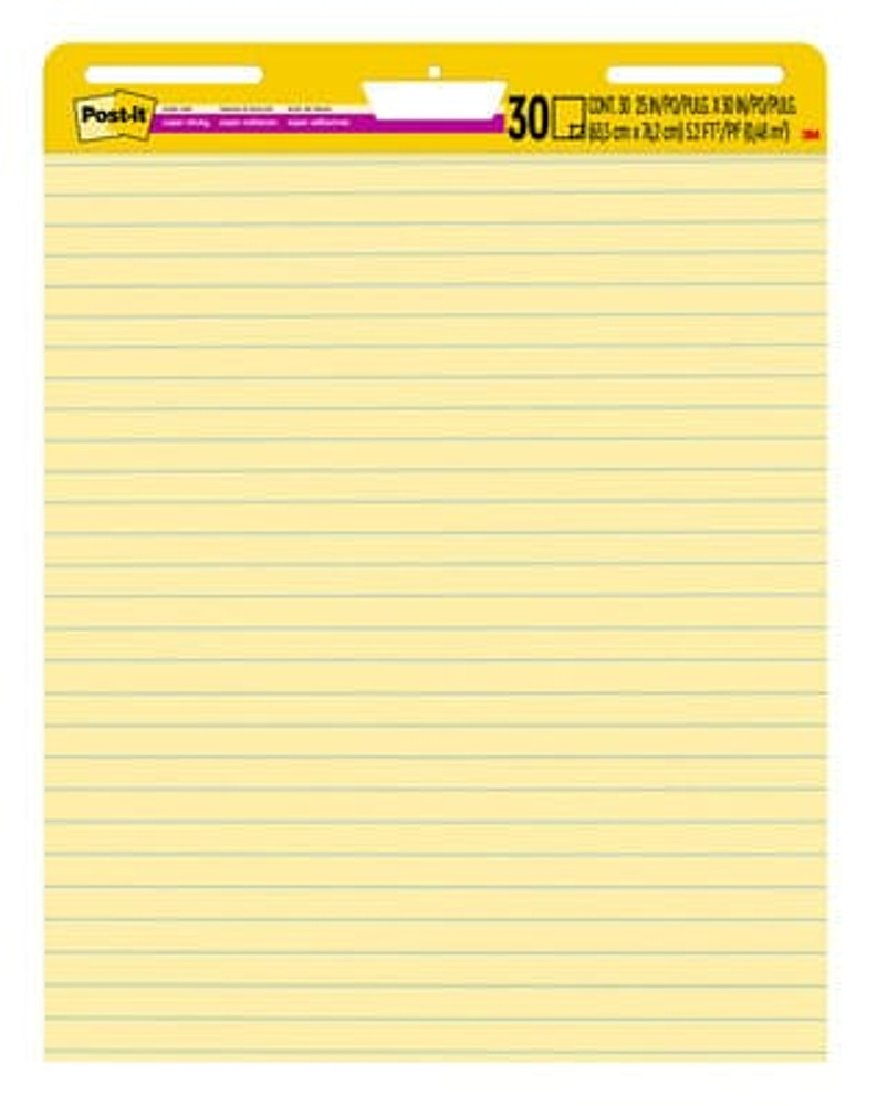 Post-it® Super Sticky Easel Pad, Yellow Paper with Lines, 30 Sheets/Pad, 2 Pads/Pack
