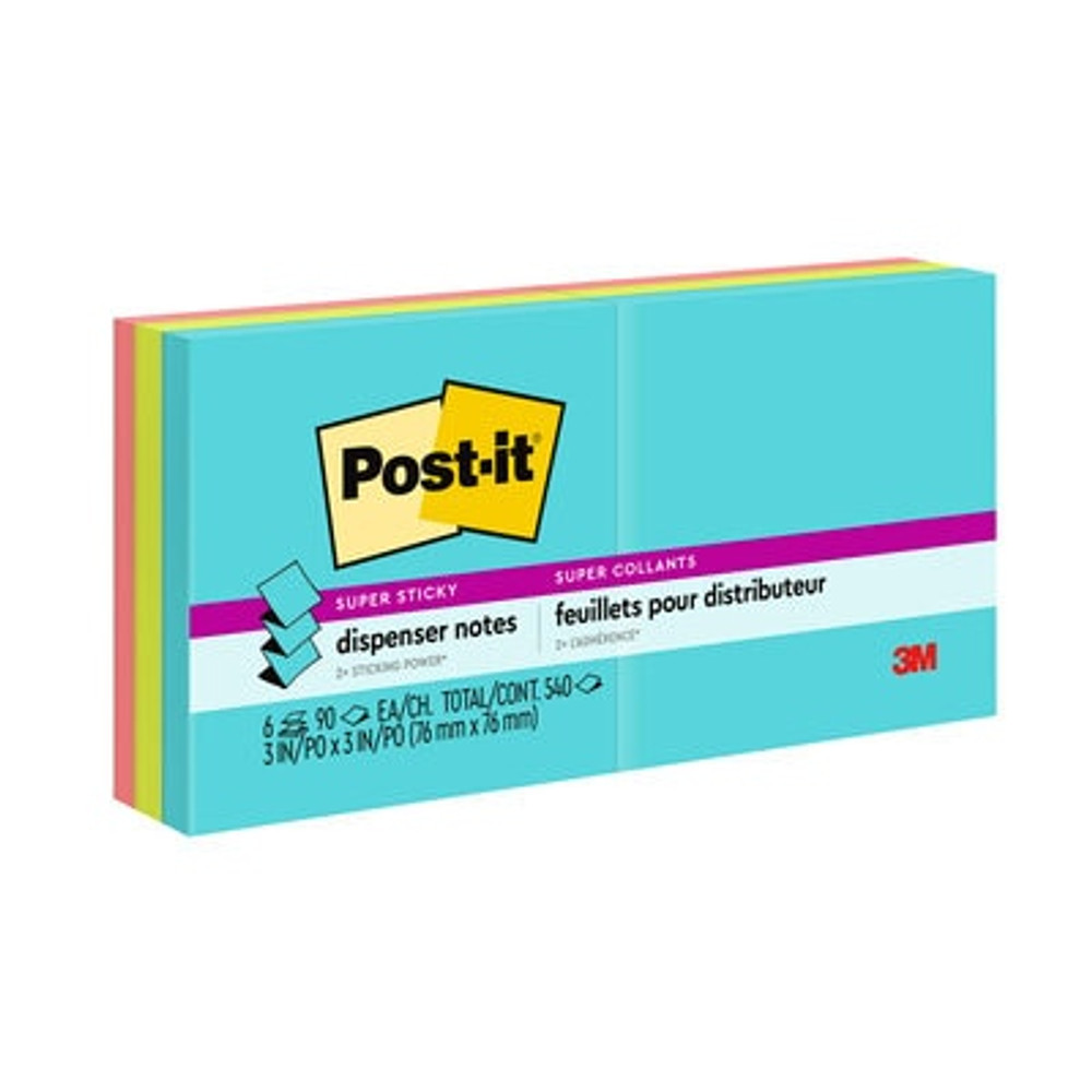 Post-it® Super Sticky Dispenser Pop-up Notes, Supernova Neons, 3 in x 3 in