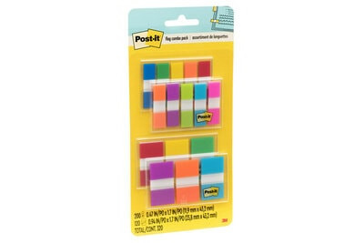 Post-it Flags 683-XL1 Combo Pack, .47 in. x 1.7 in. flags and .94 in. x 1.7 in. flags