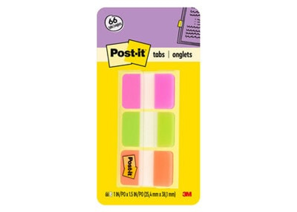 Post-it(R) Durable Tabs 686-PGO, 1 in x 1.5 in (25.4 mm x 38.1 mm)