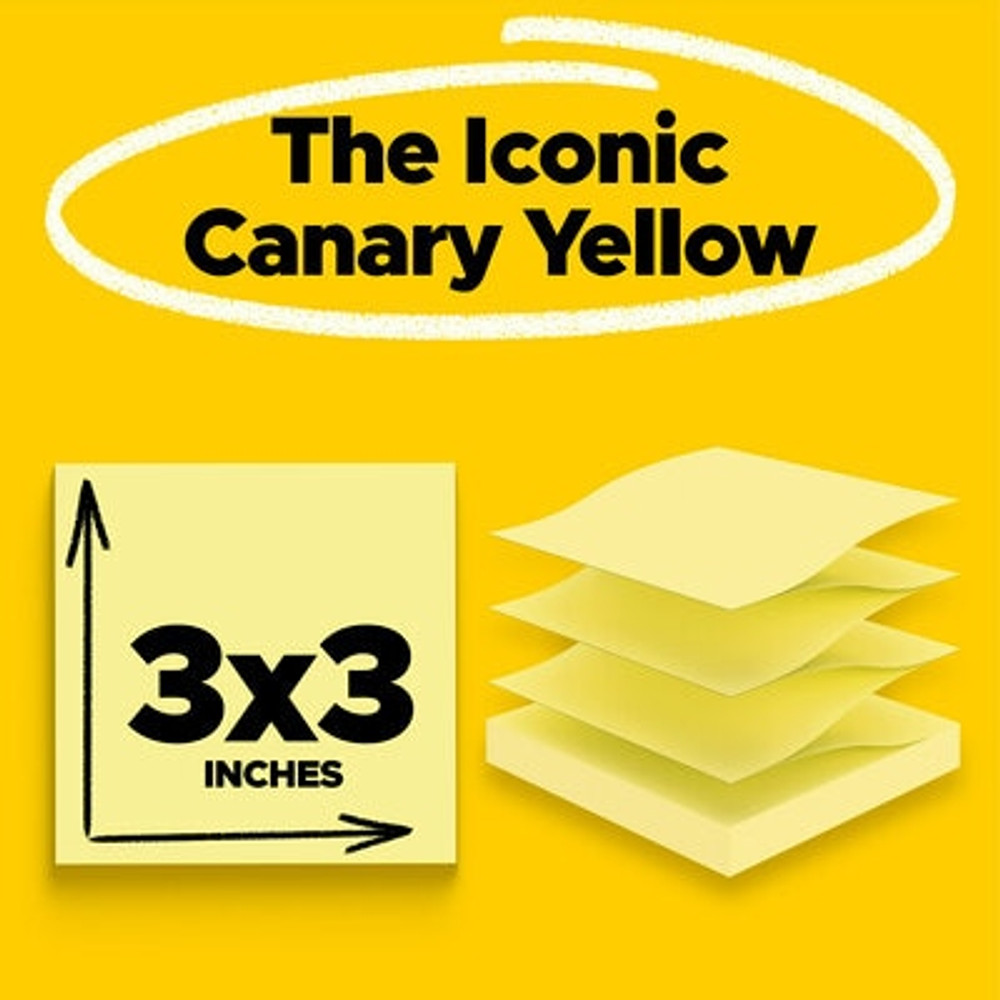 Post-it Dispenser Pop-up Notes 3301-5YW, 3 in x 3 in (76 mm x 76 mm)