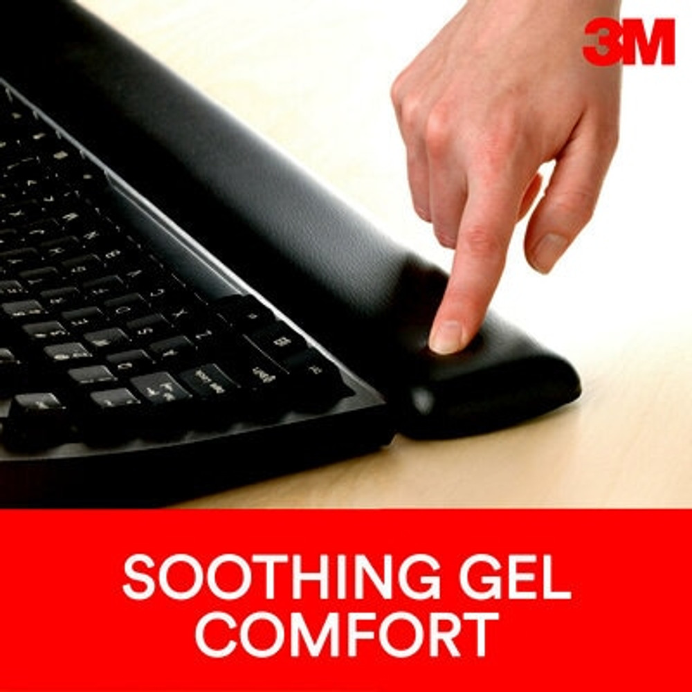 3M Gel Wrist Rest WR340LE, Extra Long for Keyboard and Mouse,Leatherette, Blk, 2.5 in x 25.0 in x 0.75 in 98100