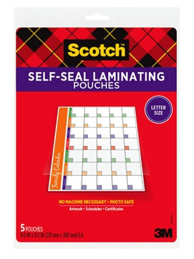 Scotch Self Sealing Laminating Sheets, 9in x 11.5in, 5 Sheets