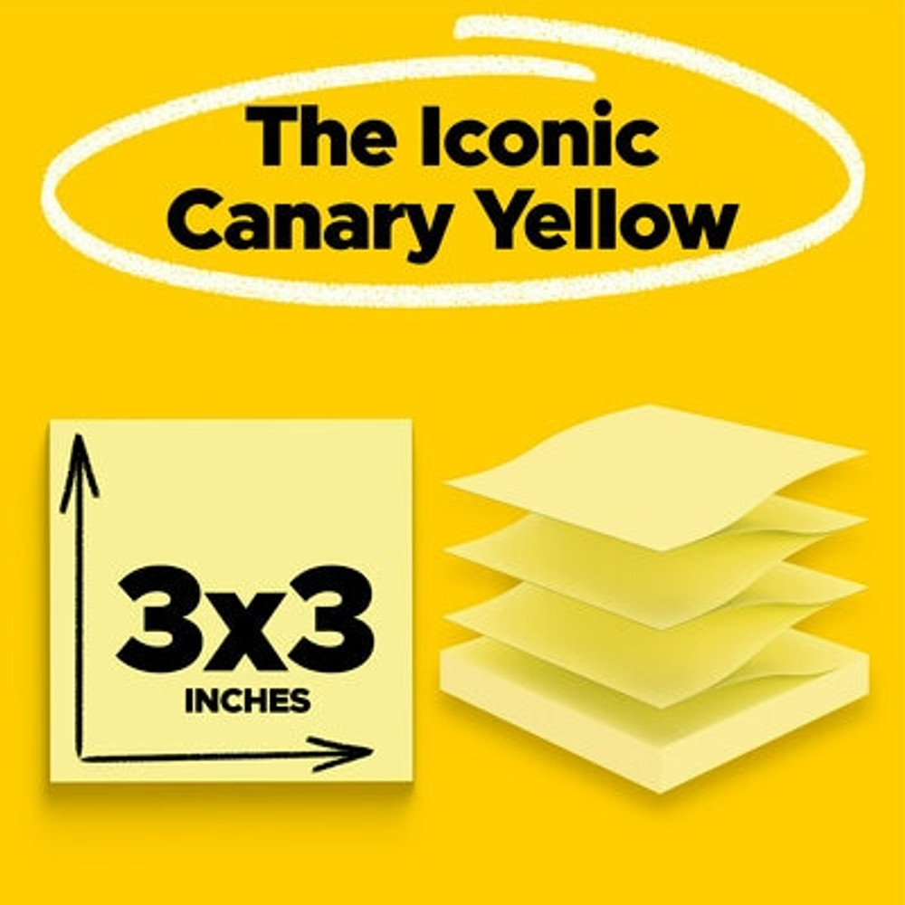 Post-it Super Sticky Dispenser Notes R330-10SSCY, Canary Yellow, 3 in x 3 in, 90 sht/pad, 10 pad/pack 96665