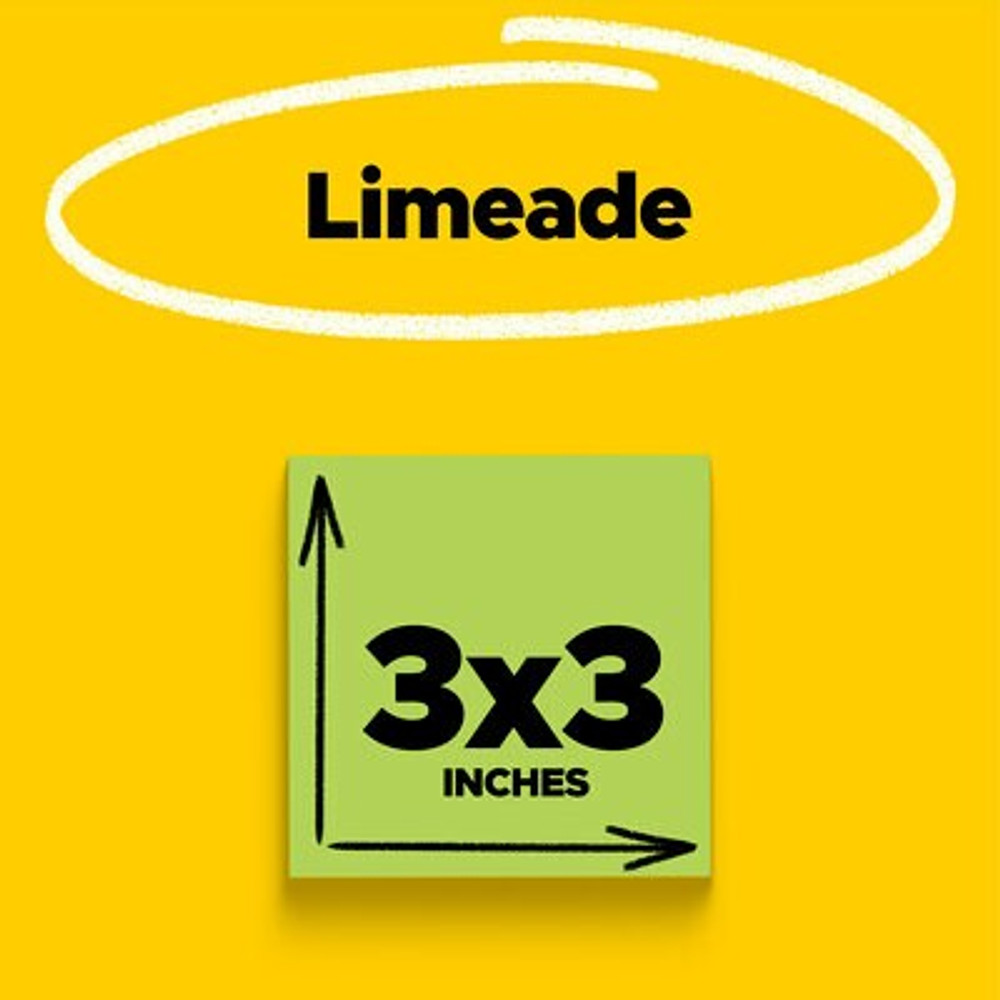 Post-it Super Sticky Notes 654-5SSLE, 3 in x 3 in (76 mm x 76 mm), Limeade