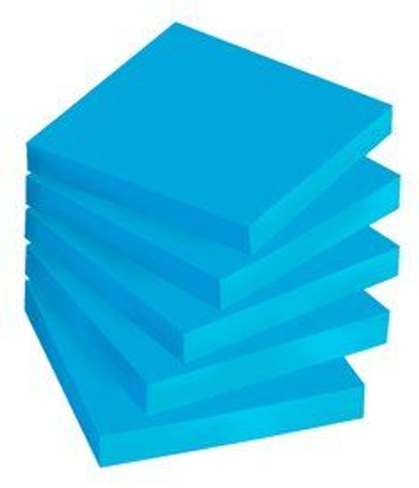 Post-it Super Sticky Notes 654-5SSBW, 3 in x 3 in (76 mm x 76 mm),Mediterranean Blue 36477