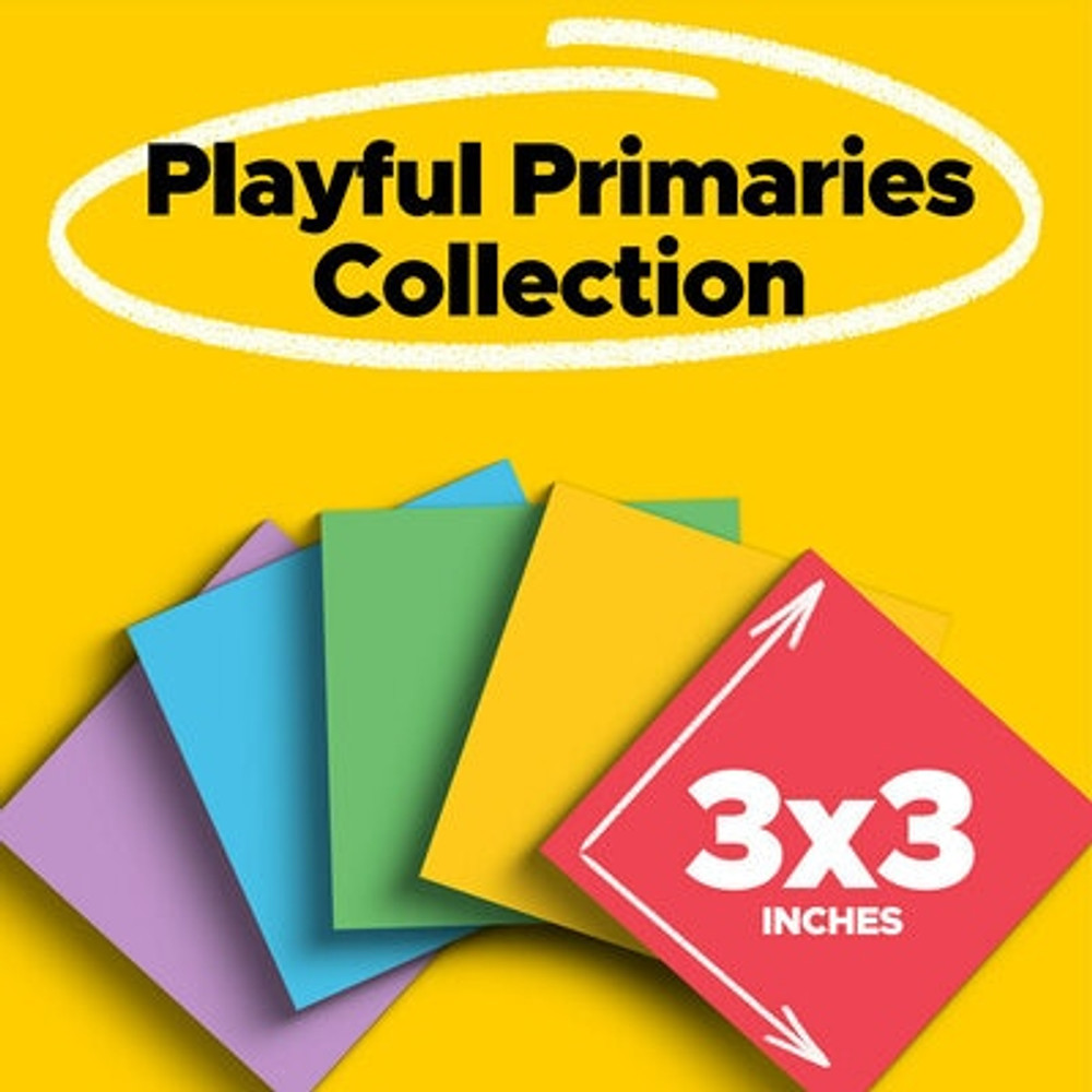 Post-it Super Sticky Notes 654-5SSAN, 3 in x 3 in (76 mm x 76 mm), Playful Primaries Collection