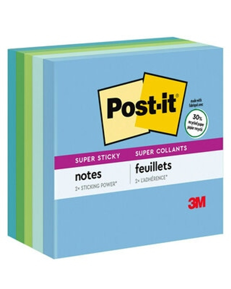 Post-it® Super Sticky Notes, Oasis, 3 in x 3in