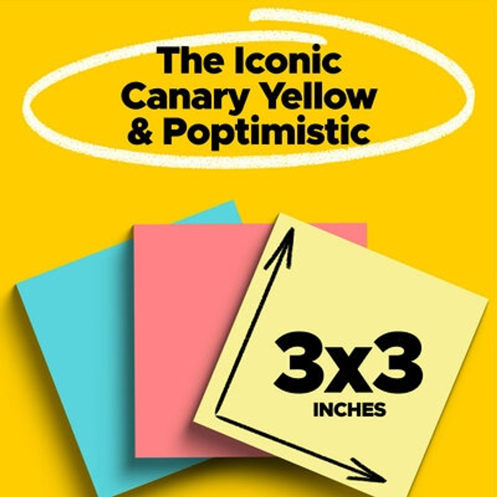 Post-it Notes 654-14-4B, 3 in x 3 in (76 mm x 76 mm), Canary Yellow