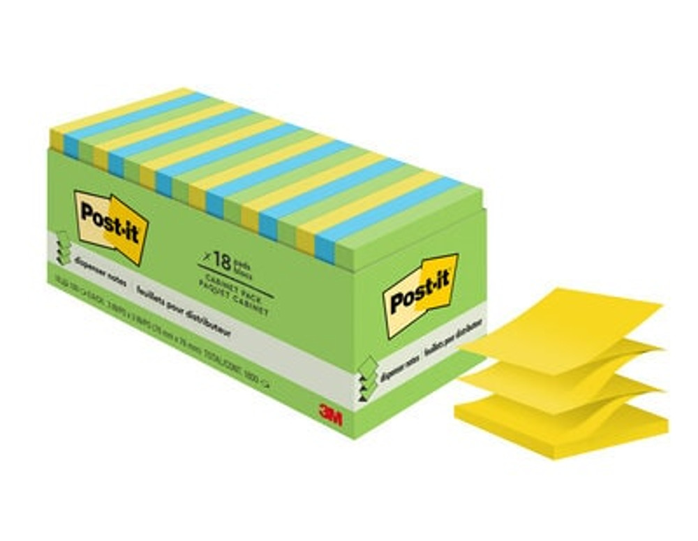 Post-it® Dispenser Pop-up Notes, 3 in x 3 in, Floral Fantasy Collection, 18 Pads/Pack