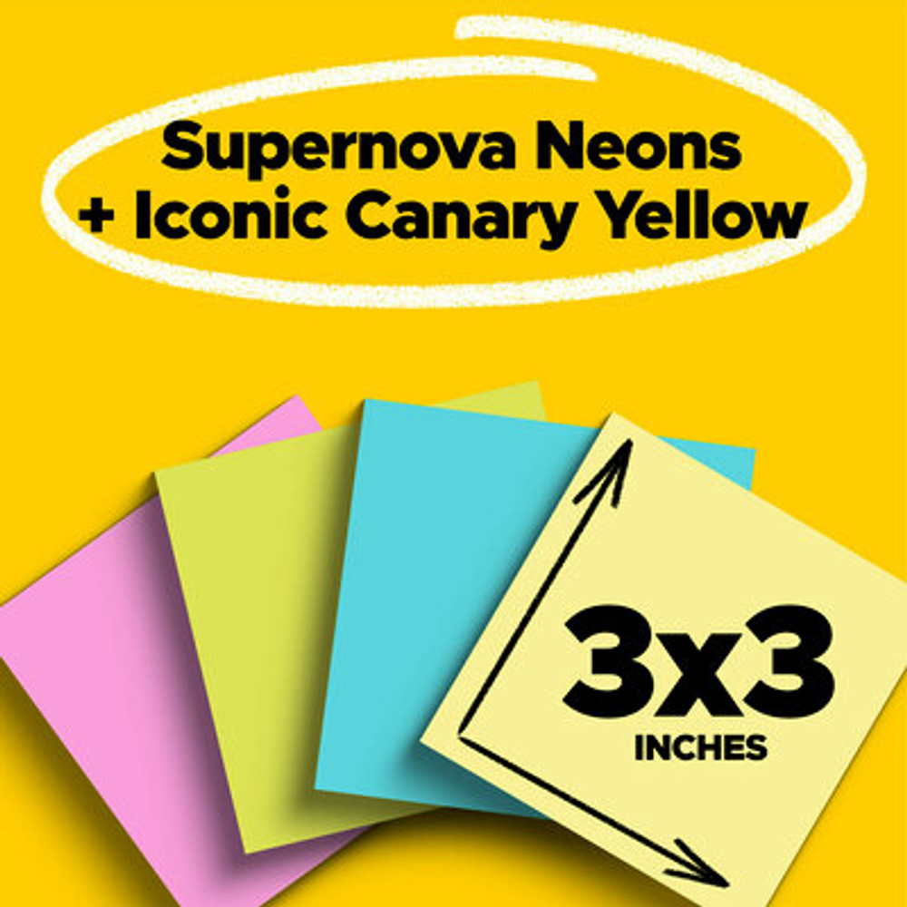 Post-it Notes 654-24SSCYM, 3 in x 3 in (76 mm x 76 mm)
