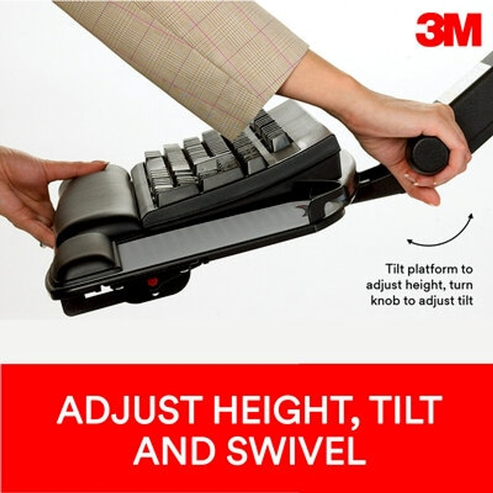 3M Sit/Stand Easy Adjust Keyboard Tray with Adjustable Keyboard and
Mouse Platform, 23 in Track, AKT180LE