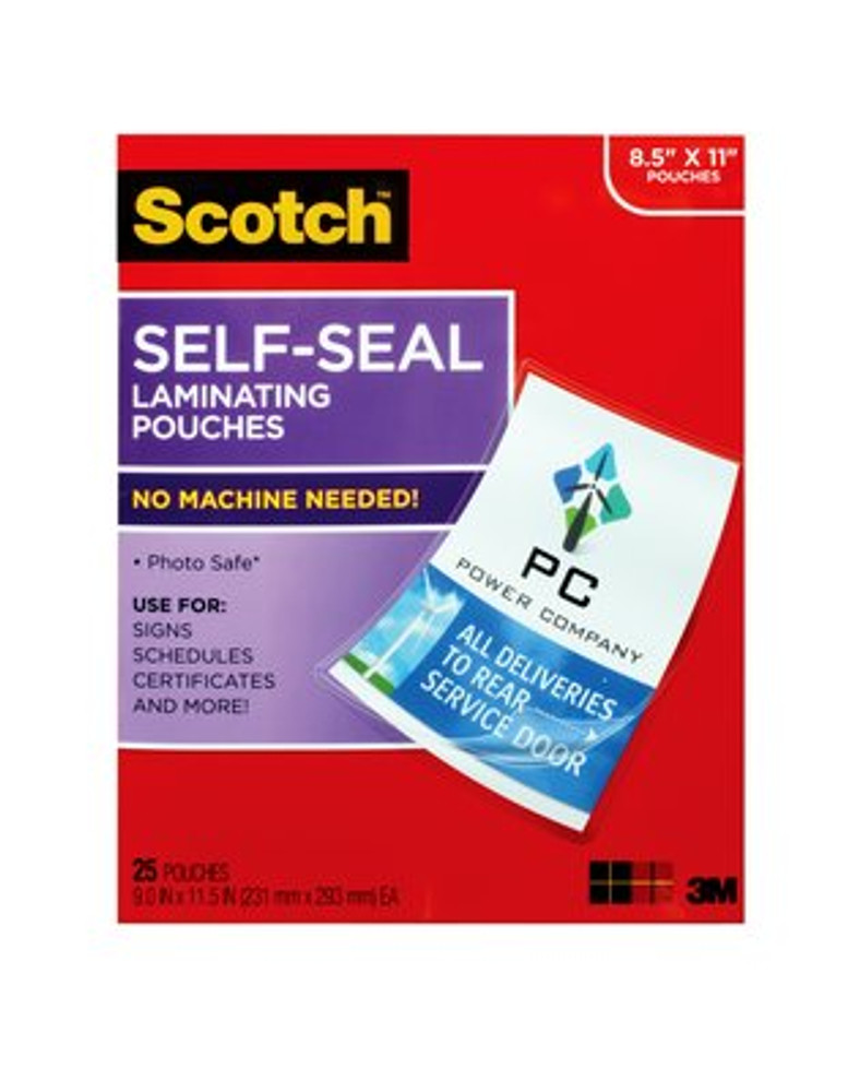 LS854-25G Scotch Self-Seal Laminating Pouches