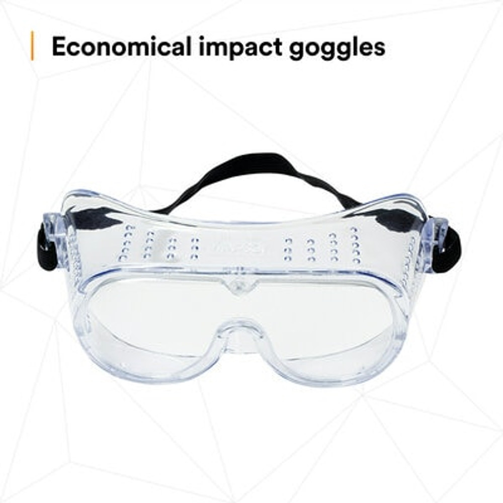 3M 332 Impact Safety Goggles 40650-00000-10, Clear Lens, 10 EA/Case