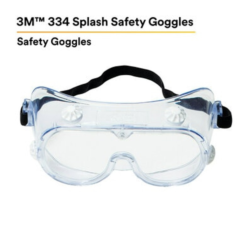 3M Safety Splash Goggle 334, 40660-00000-10, Clear Lens, 10 ea/case 62139