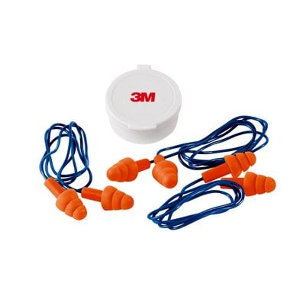 3M Corded Reusable Earplugs, 90716H3-DC, 3 pairs with case per pack, 10packs/case 90716