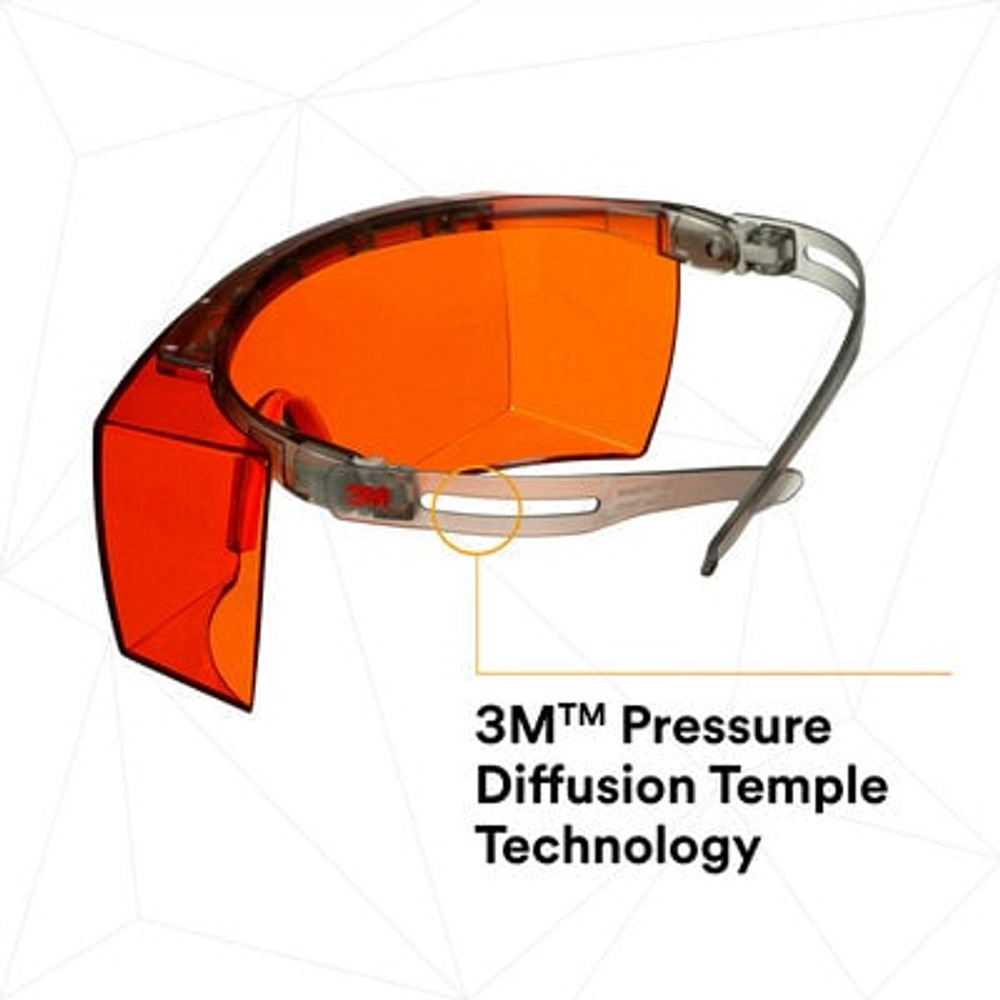 3M SecureFit 3700 Series SF3706AS-GRY, Gray Temples, Orange OTG Anti-
Scratch Lens, 10 ea/Case