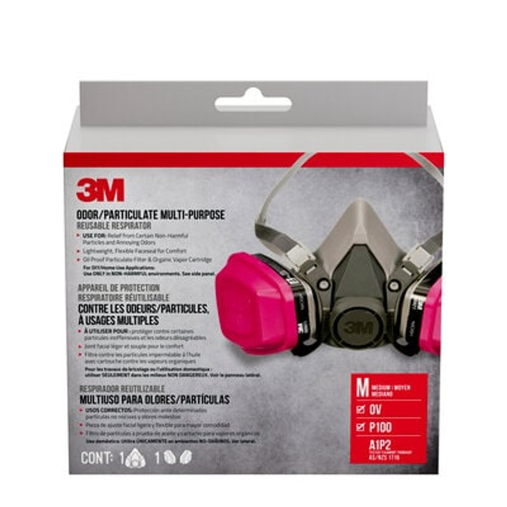 3M Odor/Particulate Multi-Purpose Reusable Respirator 65021, OV/P100, Medium