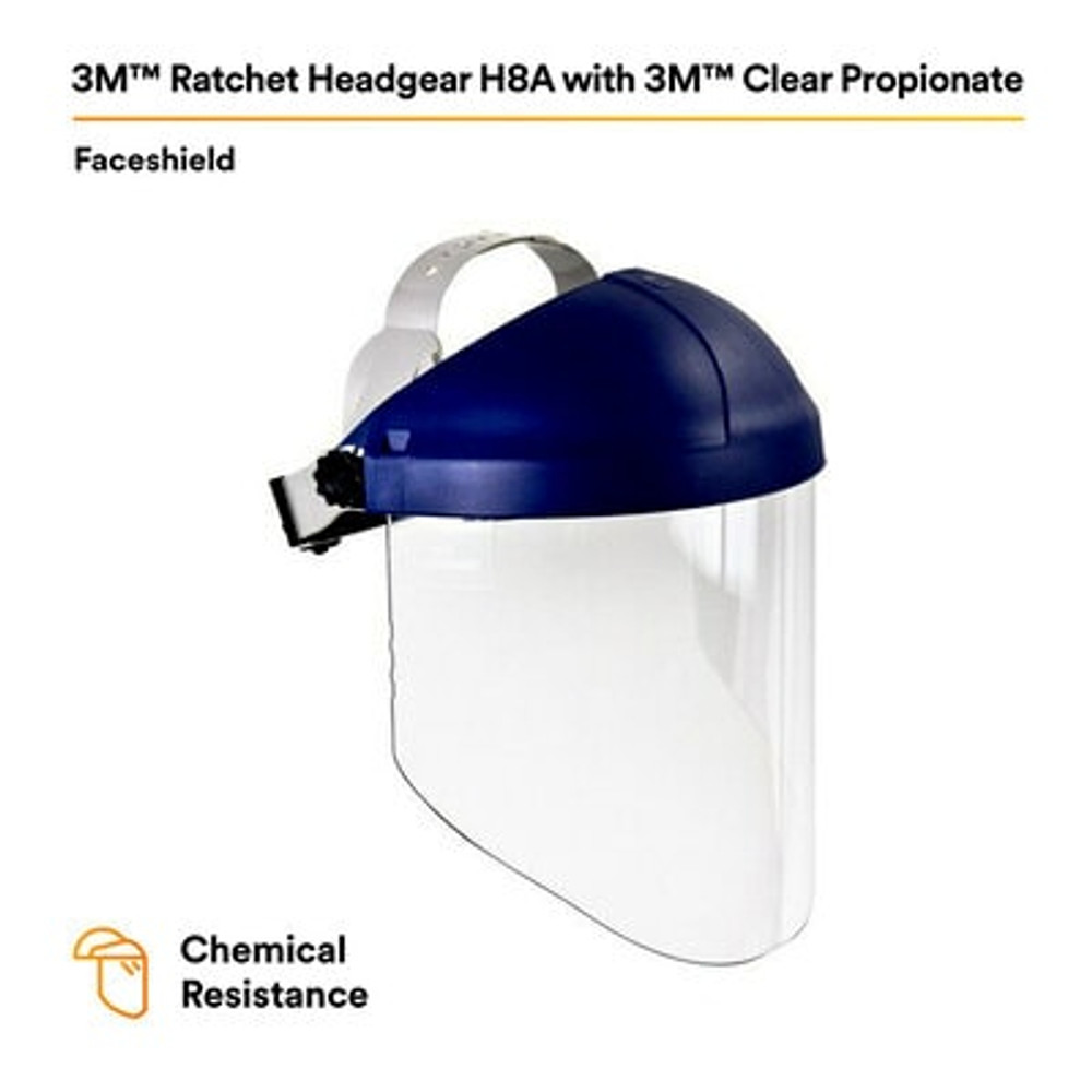3M Ratchet Headgear H8A, 82782-00000, with 3M Clear PropionateFaceshield W96 5 EA/Case 82782