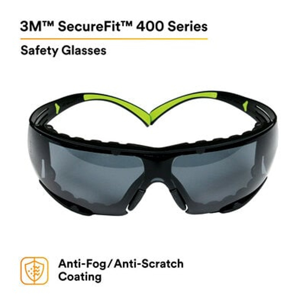 3M SecureFit Protective Eyewear SF402AF-FM, Foam, Grey Anti-fog Lens,
20 EA/Case