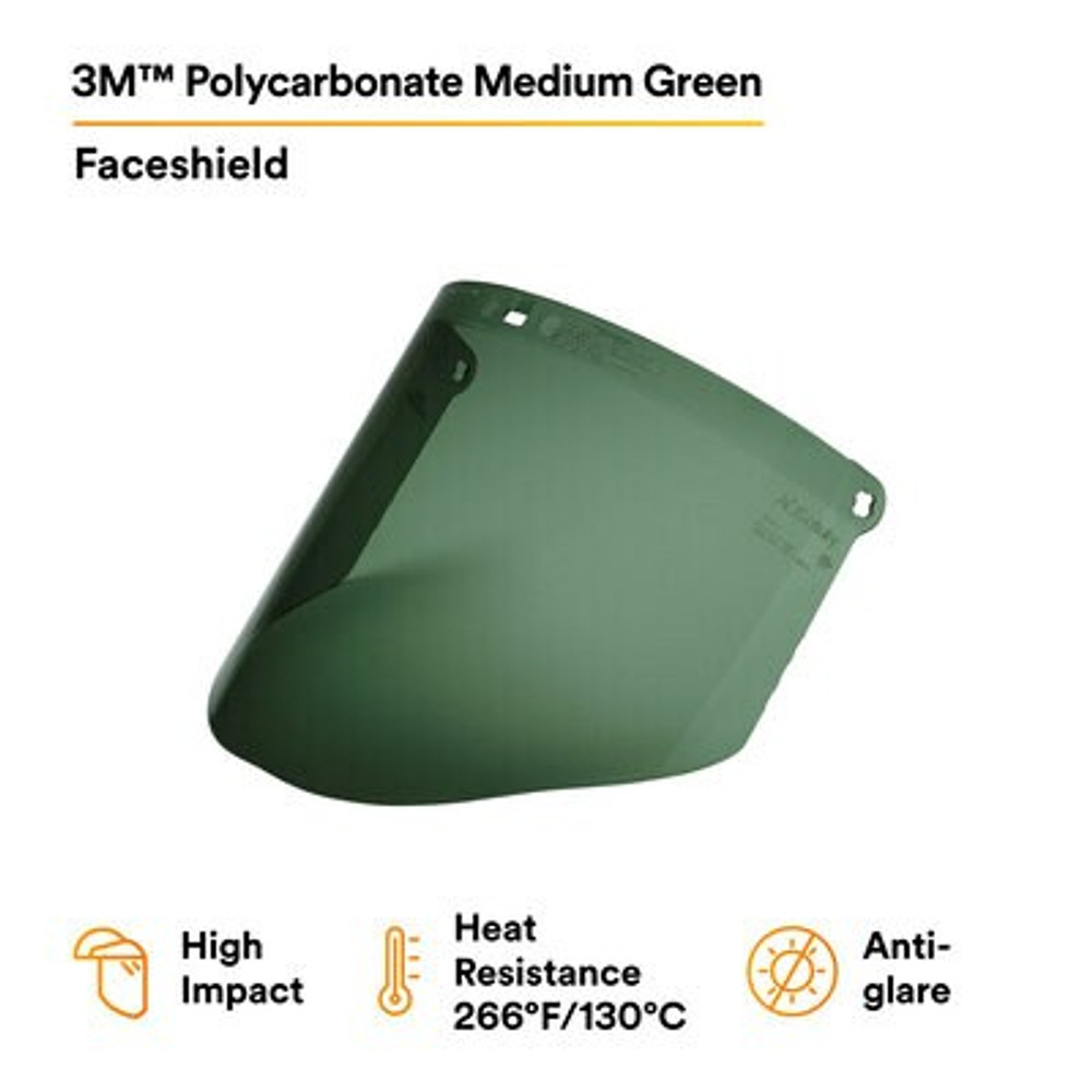 3M Polycarbonate Medium Green Faceshield Window WCP96B 82601-00000 10
EA/Case