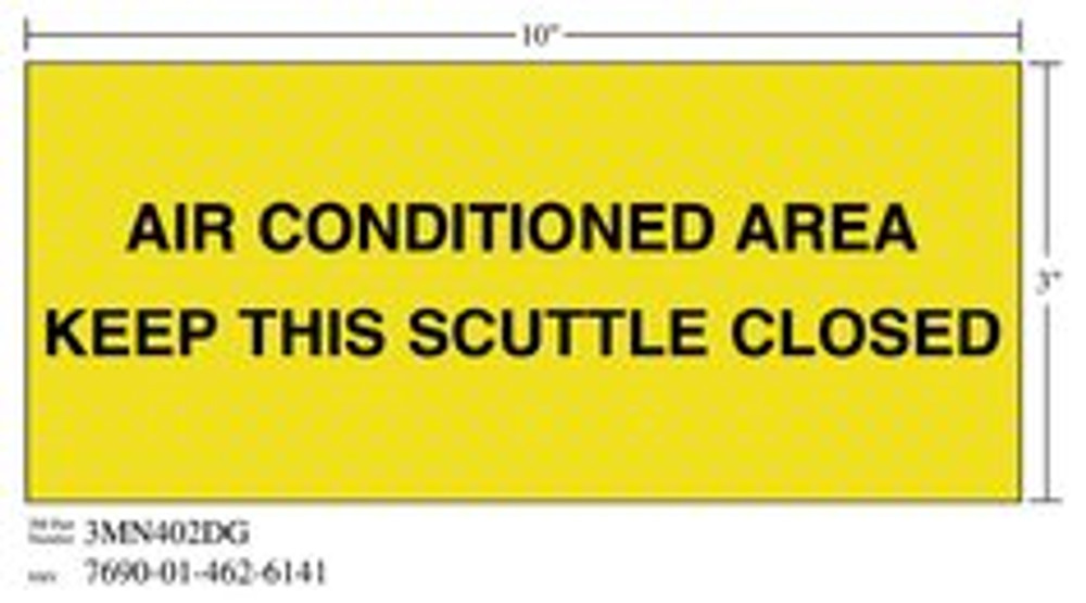 3M Diamond Grade Ventilation Sign 3MN402DG, "AIR‚Ä¶SCUT CLOS", 10 in x 3in, 10/Package 57295