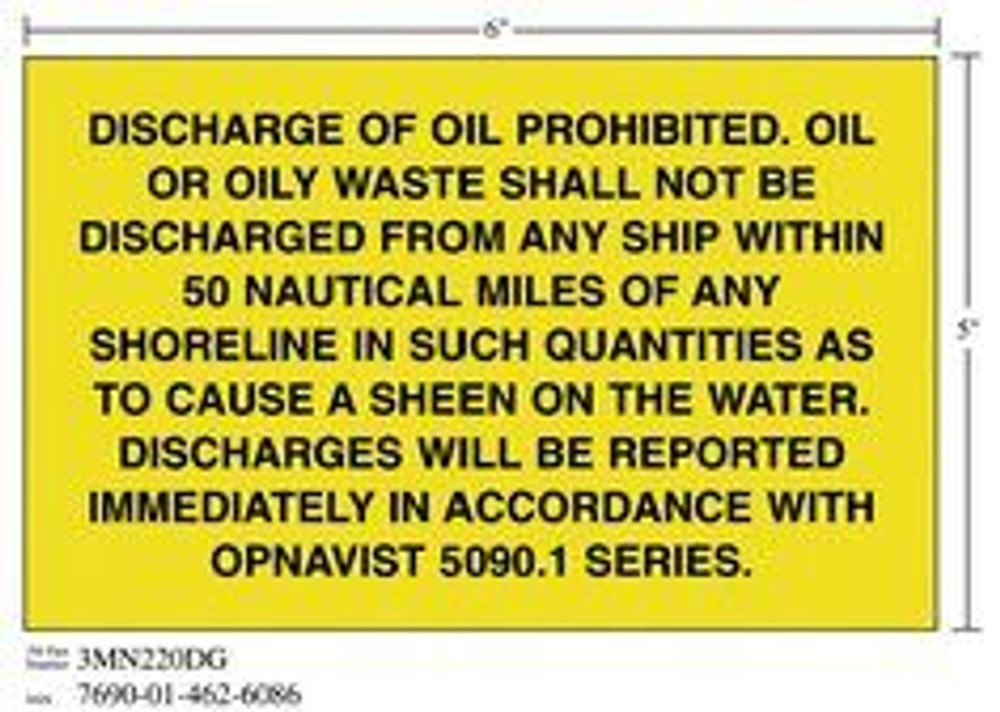 3M Diamond Grade Safety Sign 3MN220DG, "DISCHARGESERIES", 7 in x 5
in, 10/Package
